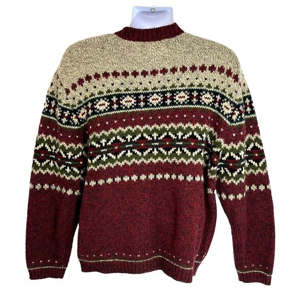 Vtg Abercrombie & Fitch Mens Nordic Fair Isle Sweater Size XL Chunky Knit Wool - Picture 2 of 14